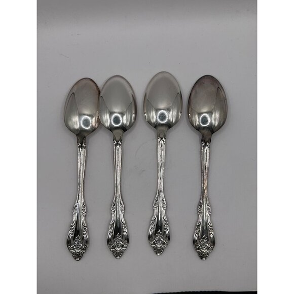 Oneida Silver Artistry Silverplate 1965 Floral Teaspoons Set Of 4 Discontinued V - Picture 4 of 4